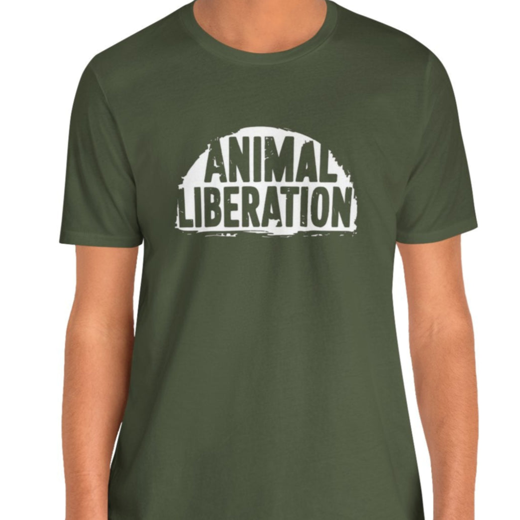 Khaki green Animal Liberation vegan t-shirt