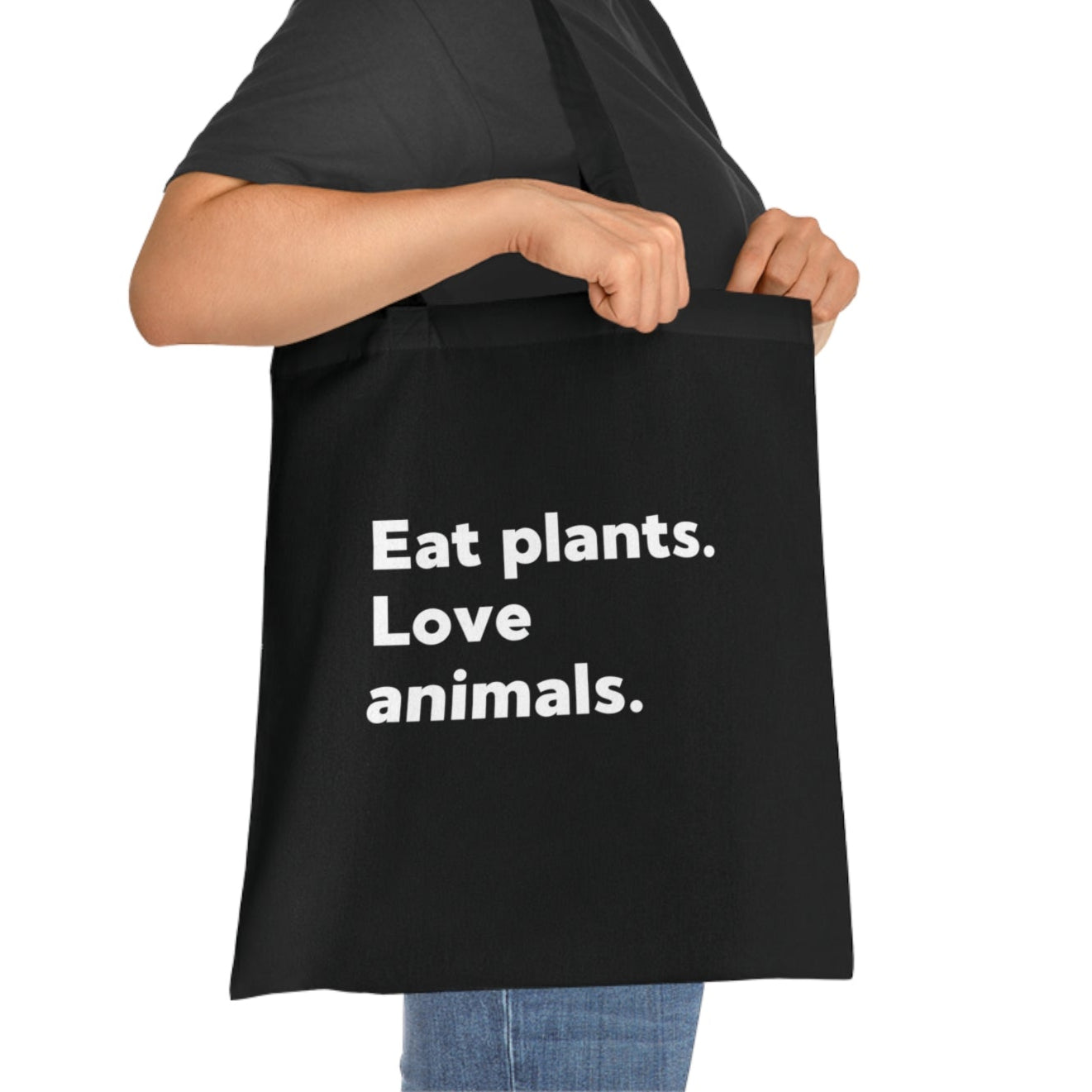 Eat Plants. Love Animals. Vegan Tote Bag