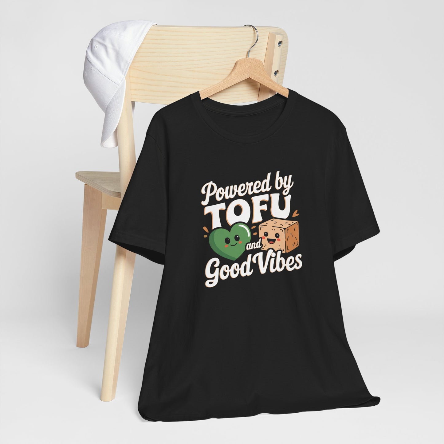 Funny Vegan T-Shirt - Powered By Tofu & Good Vibes