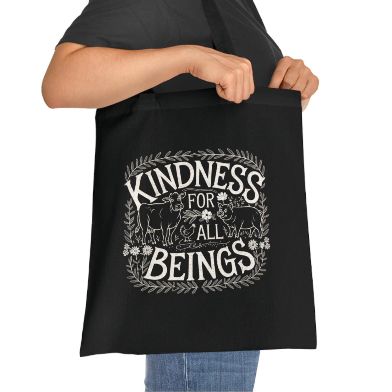 Kindness For All Beings Vegan Tote Bag