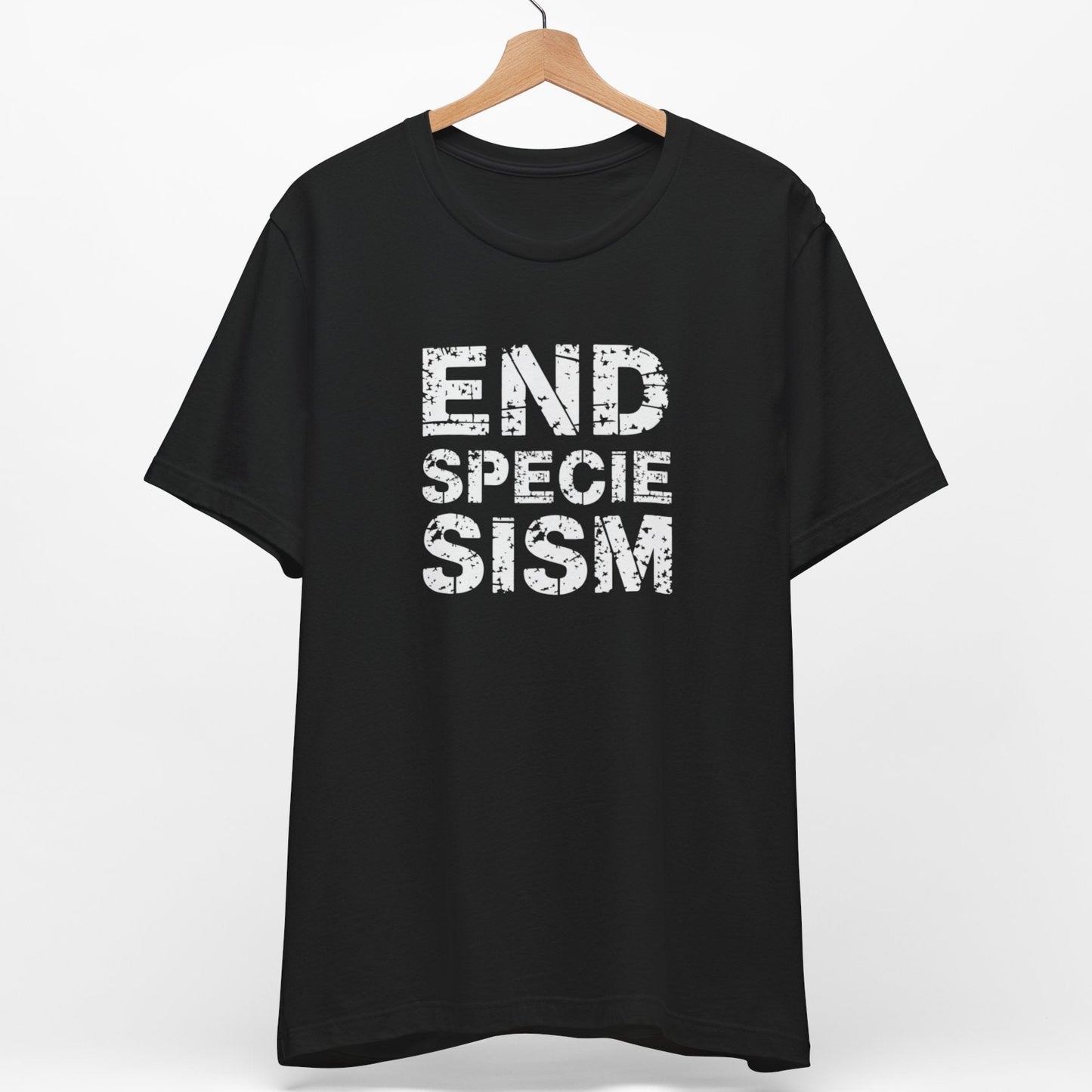 End Specisism animal activism black vegan t-shirt