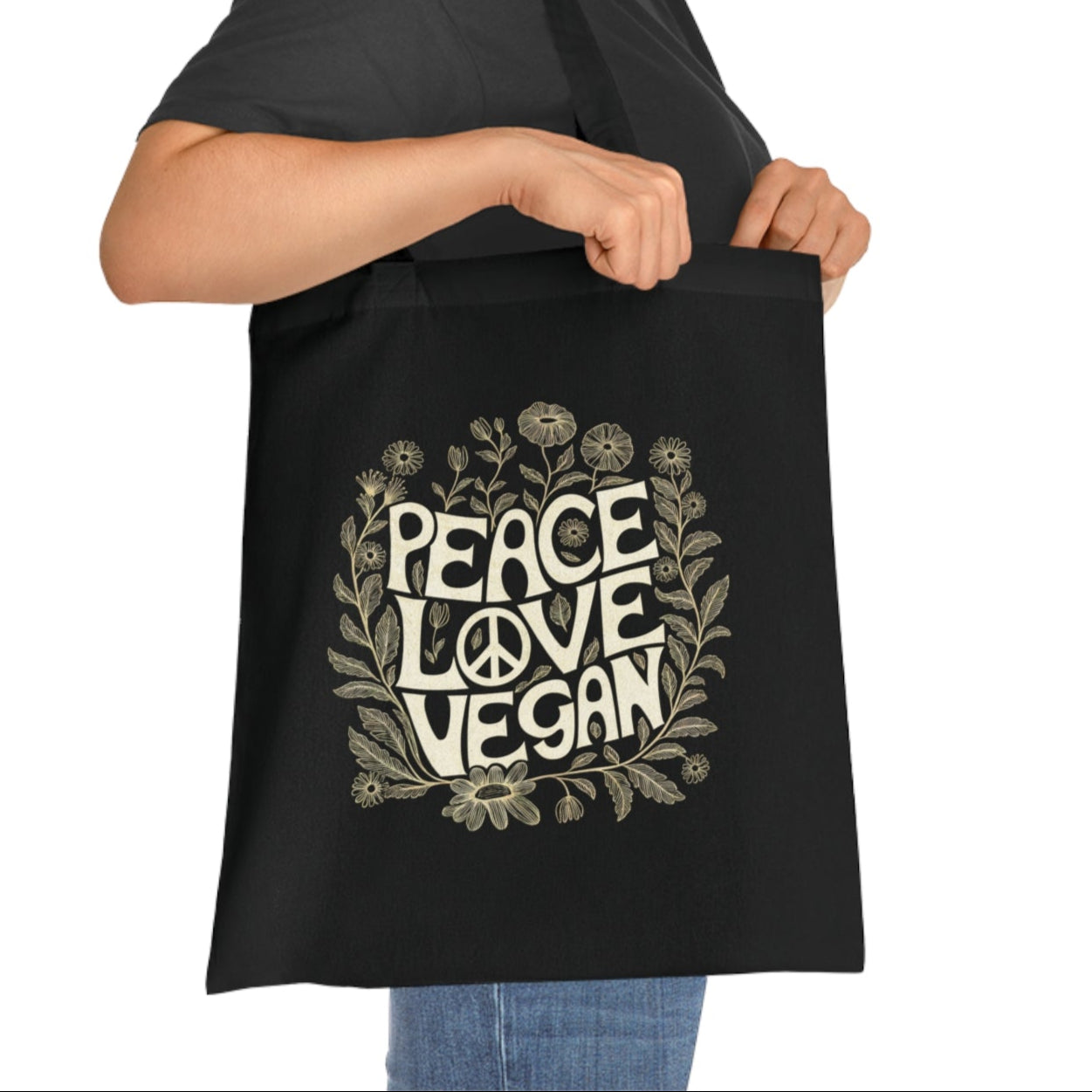 Peace Love Vegan Tote Bag