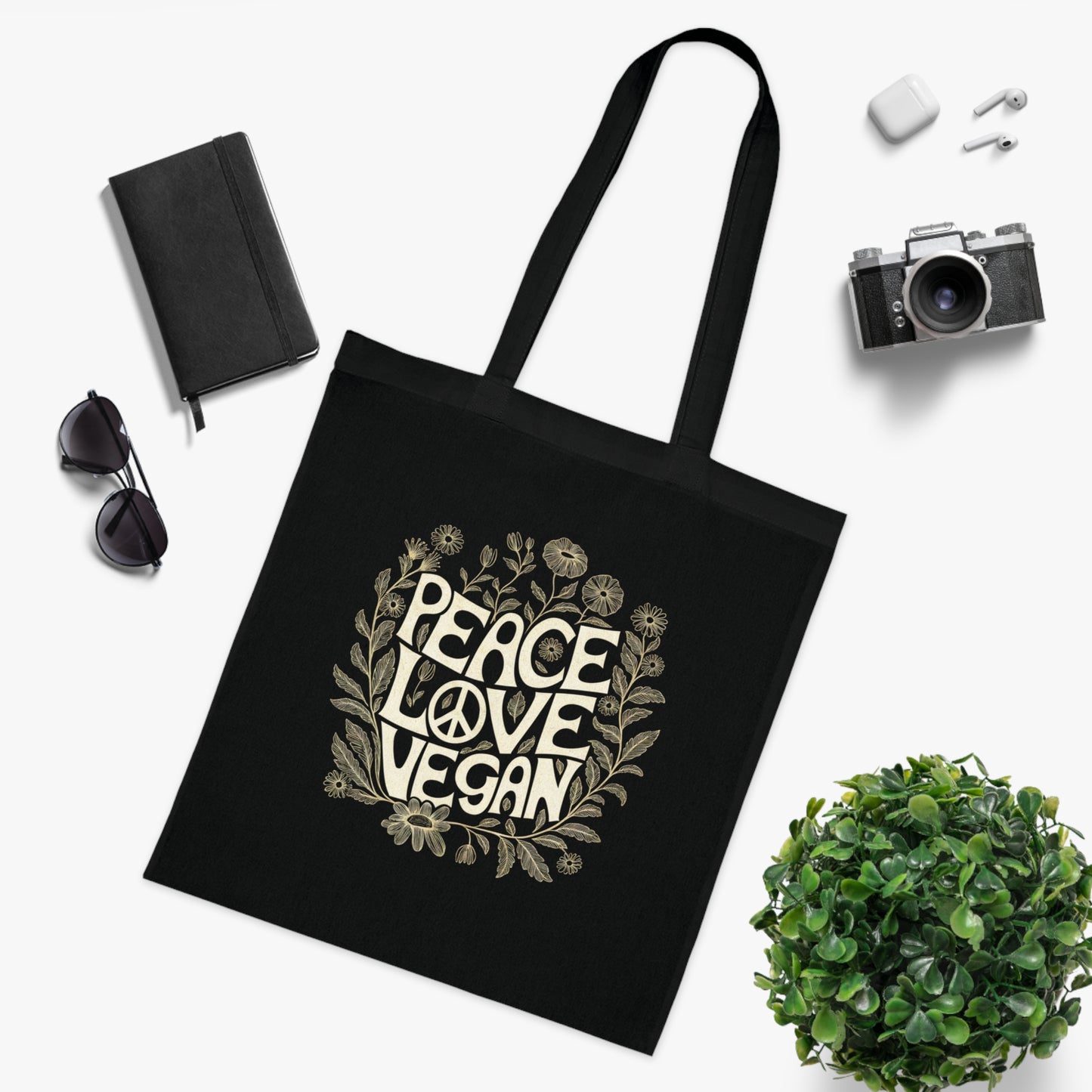 Peace Love Vegan Tote Bag