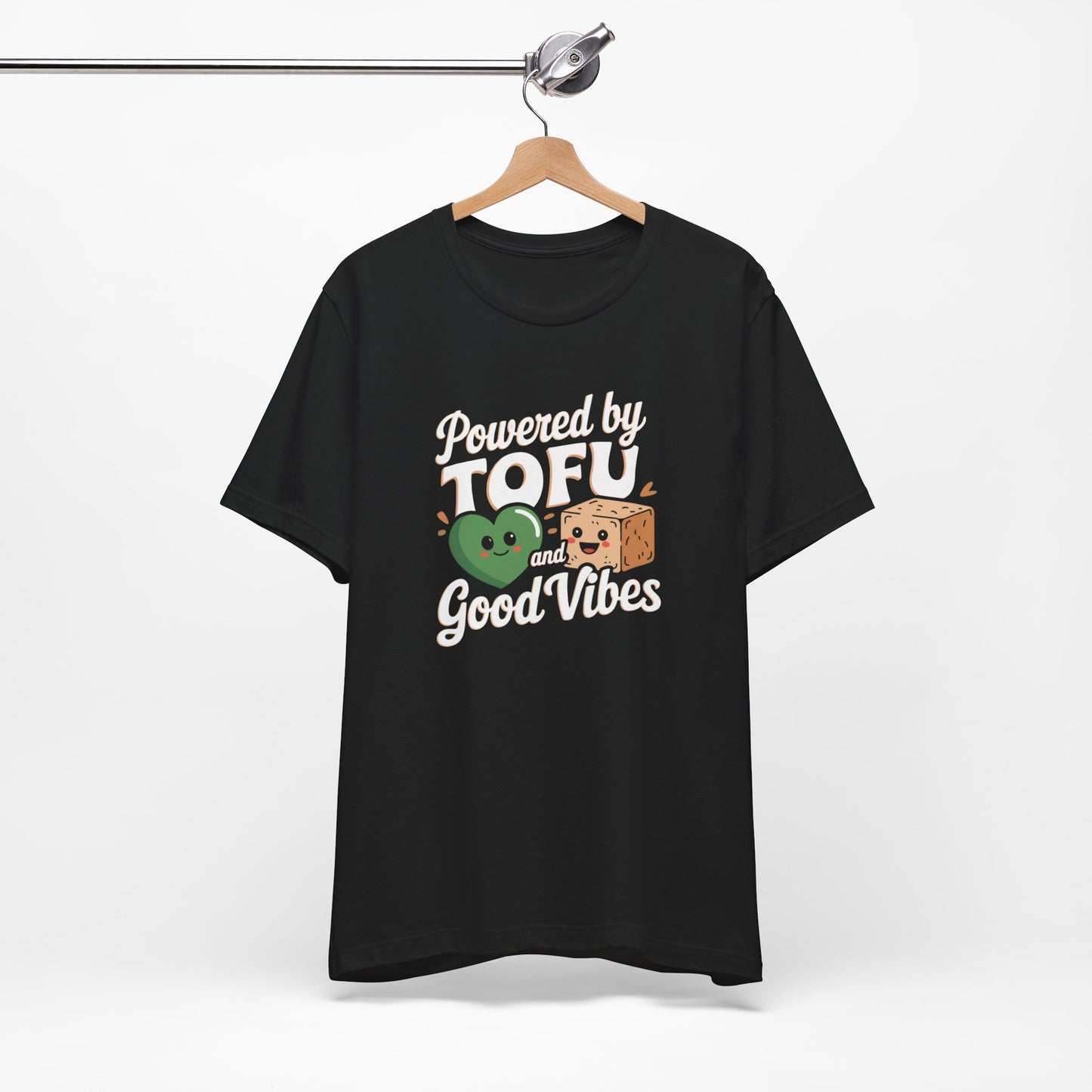 Funny Vegan T-Shirt - Powered By Tofu & Good Vibes