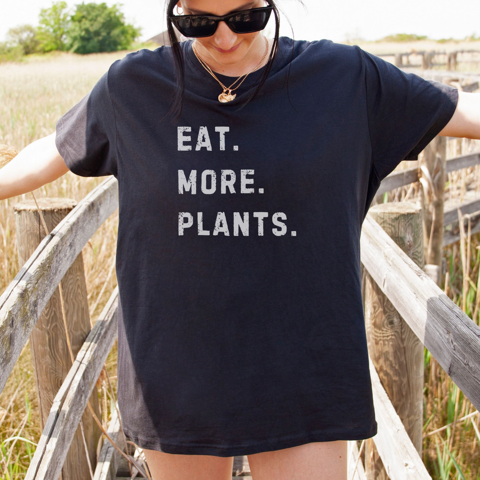 Eat more plants black vegan t-shirt