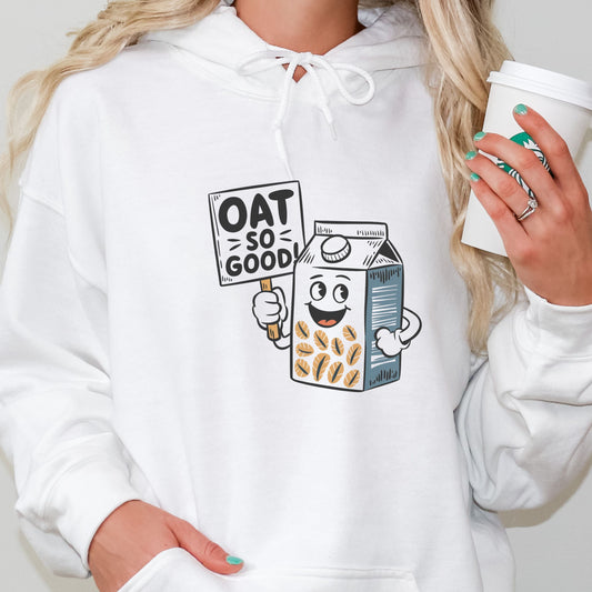 Oat milk cartoon funny vegan hoodie 