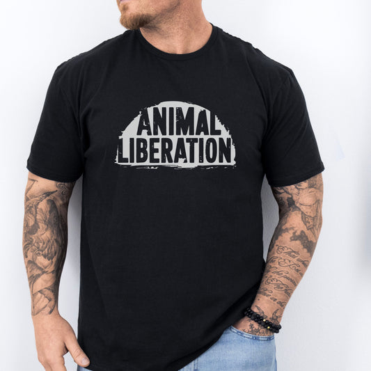 black animal liberation t-shirt for vegans and animal rights activists